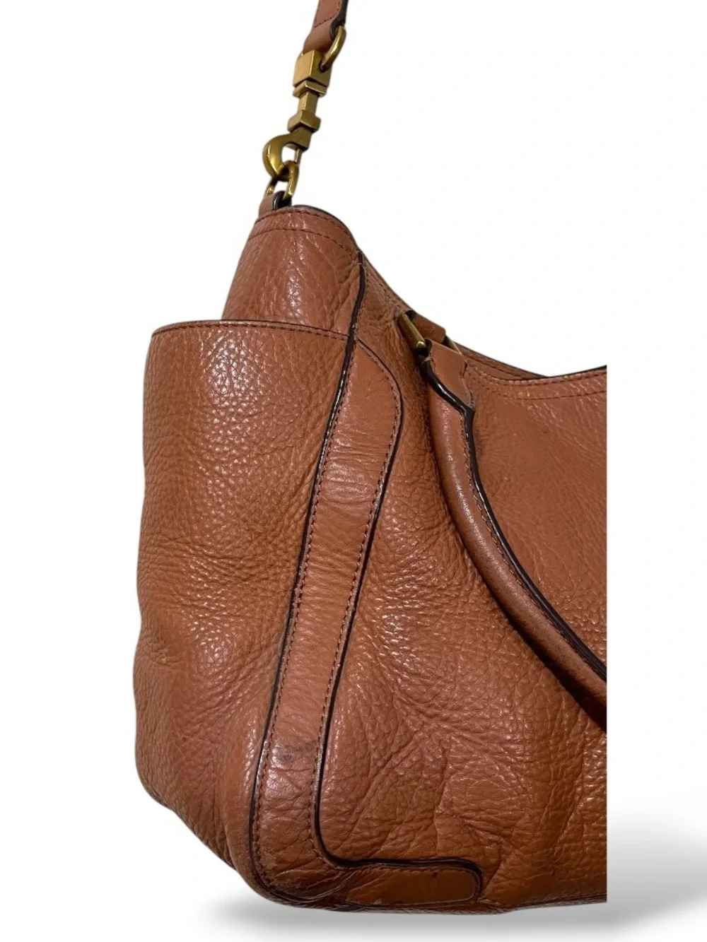 Tory Burch Brown Pebbled Leather Slouchy Crossbody Satchel, One Size